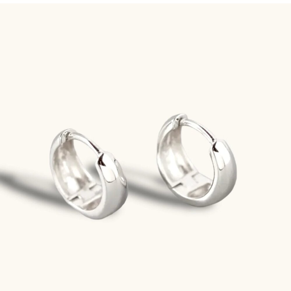 15mm Thick white gold filled hoops earrings